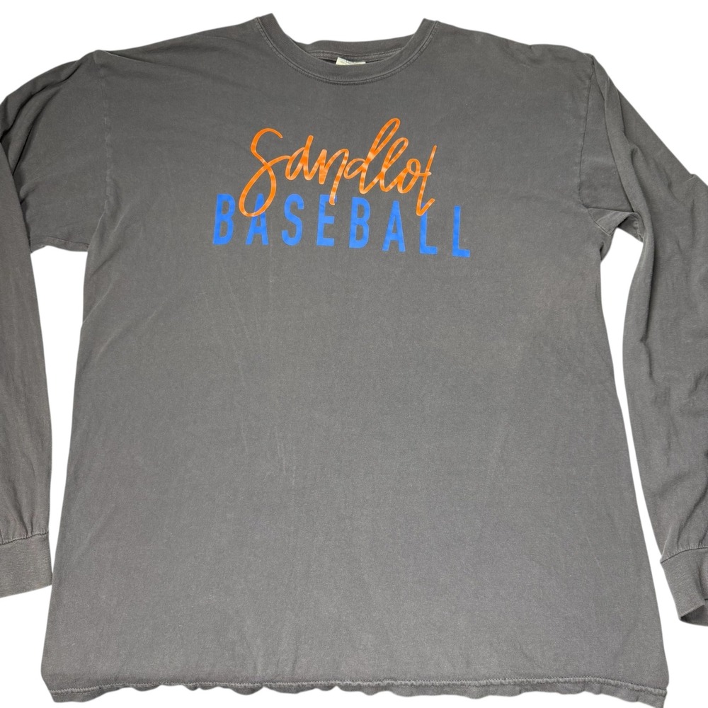 Sandlot Baseball Long Sleeve T-Shirt Mens XL Gray Comfort Colors Movie Fans - Picture 2 of 10